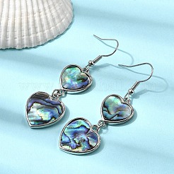 Brass Natural Abalone Shell Dangle Earrings&nbsp;EJEW-F388-01B-P