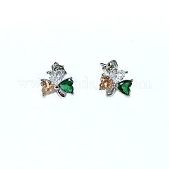 Rack Plating Brass Micro Pave Cubic Zirconia Stud Earrings&nbsp;EJEW-P221-30P