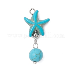 8Pcs 8 Colors Dyed Synthetic Turquoise Starfish Round Pendants&nbsp;PALLOY-JF04127