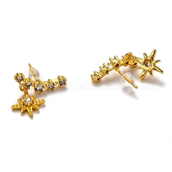 Brass Micro Pave Clear Cubic Zirconia Stud Earrings&nbsp;EJEW-H123-05G