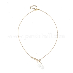 Handmade Lampwork & Cultured Freshwater Pearl Flower Pendant Brass Cable Chain Necklaces for Women&nbsp;NJEW-TA00259