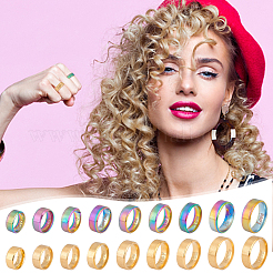 18Pcs 18 Styles Titanium & 201 Stainless Steel Plain Band Finger Rings for Women&nbsp;RJEW-UN0002-85