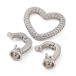 Rack Plating Brass Micro Pave Clear Cubic Zirconia Fold Over Clasps&nbsp;KK-A234-021C-P