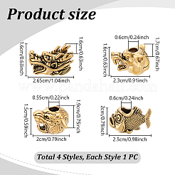 4Pcs 4 Styles Brass European Beads&nbsp;KK-UN0006-06