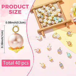 40Pcs 4 Styles Shell Pearl with Brass Pendants&nbsp;PALLOY-YW00213