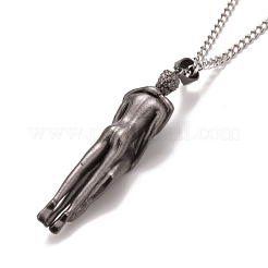 Brass Human Hug Pendant Necklace with 201 Stainless Steel Curb Chains for Women&nbsp;NJEW-I114-01B