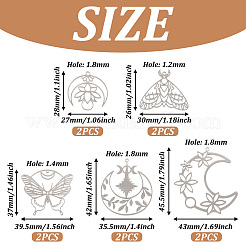 10Pcs 5 Style 201 Stainless Steel Pendants&nbsp;STAS-PJ0001-47