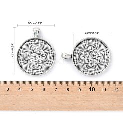 Flat Round Tibetan Style Alloy Pendant Cabochon Settings&nbsp;PALLOY-K109-34AS-RS