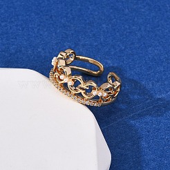 Brass Micro Pave Cubic Zirconia Cuff Rings&nbsp;RJEW-A082-01G