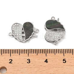 Brass Micro Pave Clear Cubic Zirconia Connector Charms&nbsp;KK-P260-19P-01