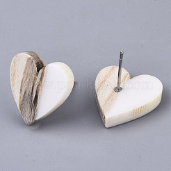 Resin & Wood Stud Earrings&nbsp;EJEW-N017-002A-C04