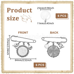 6Pcs Stainless Steel Brooch Findings&nbsp;JEWB-NB00001