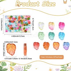 120Pcs 10 Colors Autumn Theme Two-Tone Transparent Glass Charms&nbsp;GLAA-FS0002-62