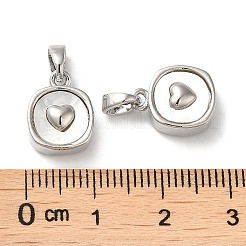 Brass Pave Shell Square Charms&nbsp;KK-P239-12P