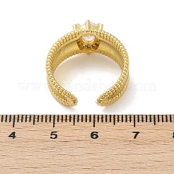 Brass Micro Pave Cubic Zirconia Open Cuff Rings for Women&nbsp;RJEW-U059-01G-02