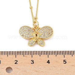 Brass Micro Pave Clear Cubic Zirconia Pendant Necklaces&nbsp;NJEW-D306-01G-A