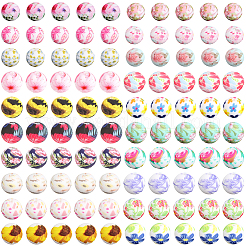 100Pcs 20 Colors Printed Round Silicone Focal Beads&nbsp;SIL-PA0001-41