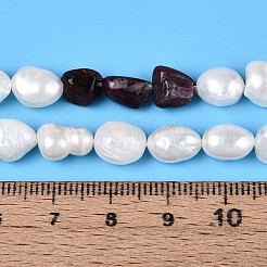 Natural Tourmaline Nuggets & Natural Cultured Freshwater Pearl Beads Strands&nbsp;PEAR-N023-01A-11