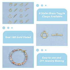 16Pcs 8 Styles Rack Plating Eco-Friendly Brass Toggle Clasps&nbsp;KK-HS0001-41