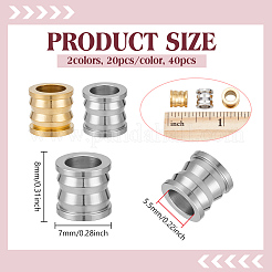 40Pcs 2 Colors 201 Stainless Steel European Styles Beads&nbsp;STAS-NB0002-79