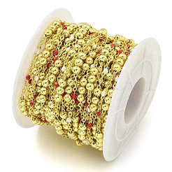 Brass Enamel Round Beaded Link Chain&nbsp;CHC-G022-07G-14
