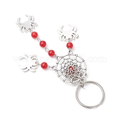 5Pcs 5 Styles Tibetan Style Alloy Natural Gemstone Keychains&nbsp;KEYC-JKC01240