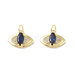 Brass Micro Pave Marine Blue Cubic Zirconia Charmss&nbsp;KK-E068-VF351