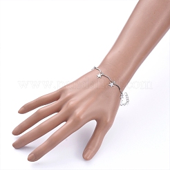 Tarnish Resistant Star 304 Stainless Steel Charm Bracelets&nbsp;BJEW-JB05219