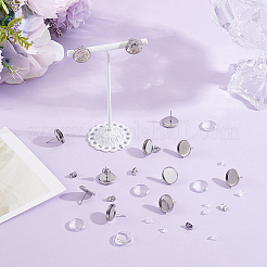 50Pcs 304 Stainless Steel Flat Round Stud Earring Settings&nbsp;STAS-BBC0010-39A
