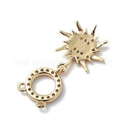 Rack Plating Brass Micro Pave Clear Cubic Zirconia Connector Charms&nbsp;KK-H434-43G