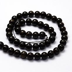 Natural Golden Sheen Obsidian Beads Strands&nbsp;G-F364-08-8mm