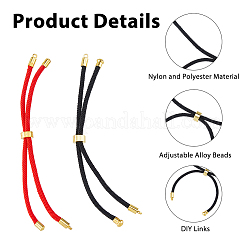 14Pcs 2 Colors Adjustable Round Polyester Braided Cord Slider Bracelet Makings&nbsp;FIND-HS0002-12