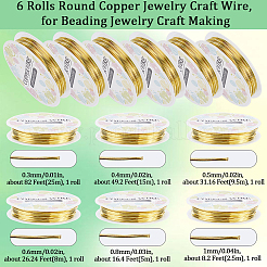 6 Rolls 6 Size Copper Jewelry Wire&nbsp;CWIR-SC0001-03B