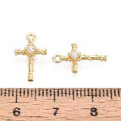 Brass Pave Clear Cubic Zirconia Pendants&nbsp;KK-T074-105G