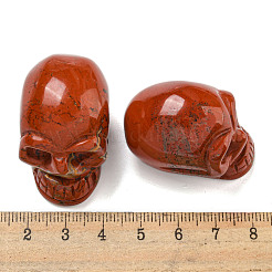 Halloween Natural Red Jasper Skull Figurines&nbsp;DJEW-L021-01C