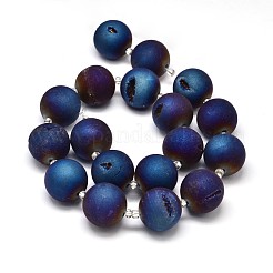 Round Electroplated Natural Druzy Geode Quartz Crystal Beads Strands&nbsp;G-A143B-16mm-02