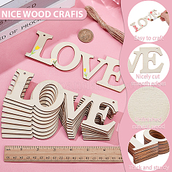 10Pcs DIY Mother's Day Unfinished Wood Word Love Pendants&nbsp;DIY-SP0006-79