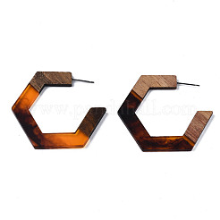 Hexagon Half Hoop Earrings for Women&nbsp;EJEW-N017-006B