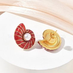 Brass Enamel Stud Earrings for Women&nbsp;KK-CBA760A-10G
