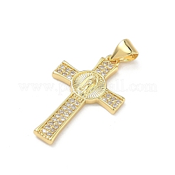 Brass Micro Pave Clear Cubic Zirconia Pendants&nbsp;KK-P350-16G-04