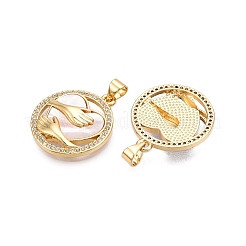 Brass Micro Pave Clear Cubic Zirconia Pendants&nbsp;KK-N254-186G