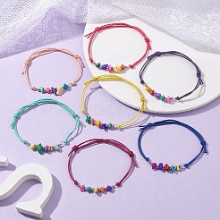 7Pcs Dyed Natural Turquoise Chips Braided Bead Bracelets&nbsp;BJEW-JB09870