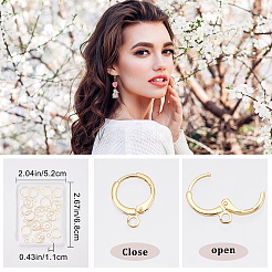 10 Pairs Brass Horizontal Loops Huggie Hoop Earring Findings&nbsp;KK-CN0001-83
