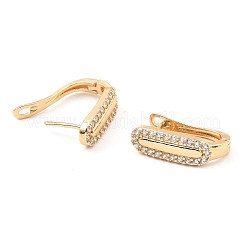 Brass Micro Pave Cubic Zirconia Hoop Earrings&nbsp;EJEW-D078-10KCG