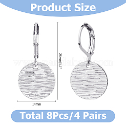 4 Pairs Brass Textured Flat Round Leverback Earrings&nbsp;EJEW-HS0001-22P
