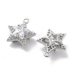 Brass Micro Pave Clear Cubic Zirconia Pendants&nbsp;KK-M102-29P