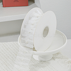Polyester with Plastic Pearl Bead Wrinkle Ribbon&nbsp;OCOR-WH20003-63B