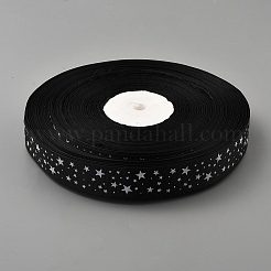 100 Yards Polyester Star Print Grosgrain Ribbon&nbsp;OCOR-WH0085-62