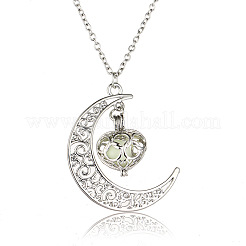 Alloy Moon Cage Pendant Necklace with Luminaries Stone&nbsp;LUMI-PW0001-057P-A