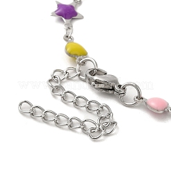 304 Stainless Steel Star & Heart Link Chain Necklace&nbsp;NJEW-H018-01P